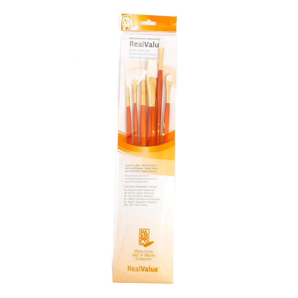 Princeton, White, Brushes, Art & School, Real Value, Pack, Taklon, 6 piece, 400977